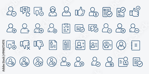 Set outline icons actions performed on user account, disapprove edit gender group