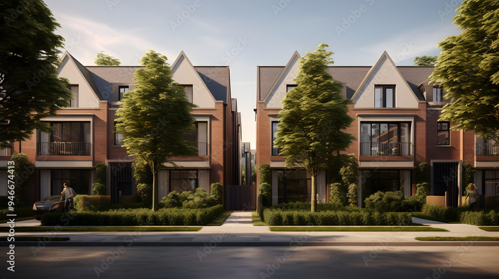 Architectural beauty of Suburban GS Houses Arranged in a Tranquil Neighborhood Architectural beauty of Suburban GS Houses Arranged in a Tranquil Neighborhood