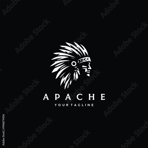 chief apache character logo vector illustration. indian man logo.