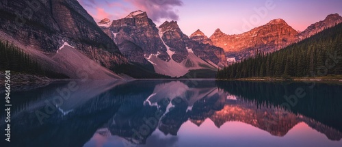 Wallpaper Mural Mountain Range Reflected in a Still Lake at Sunset Torontodigital.ca