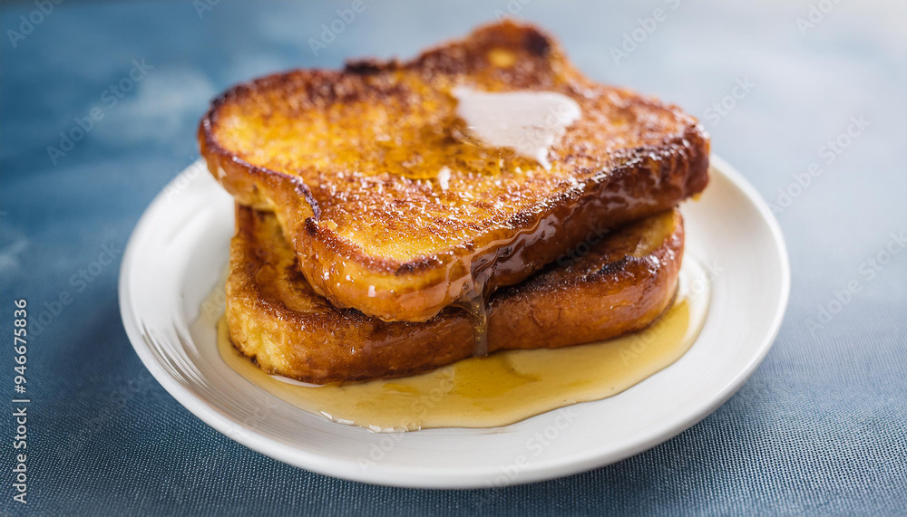 Stack of french toasts with syrup. Tasty food. Sweet breakfast. Stack of french toasts with syrup. Tasty food. Sweet breakfast.