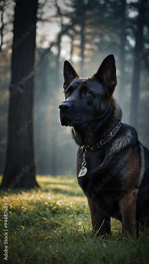 Striking image of a German Shepherd-Cane Corso mix with sleek black fur Striking image of a German Shepherd-Cane Corso mix with sleek black fur