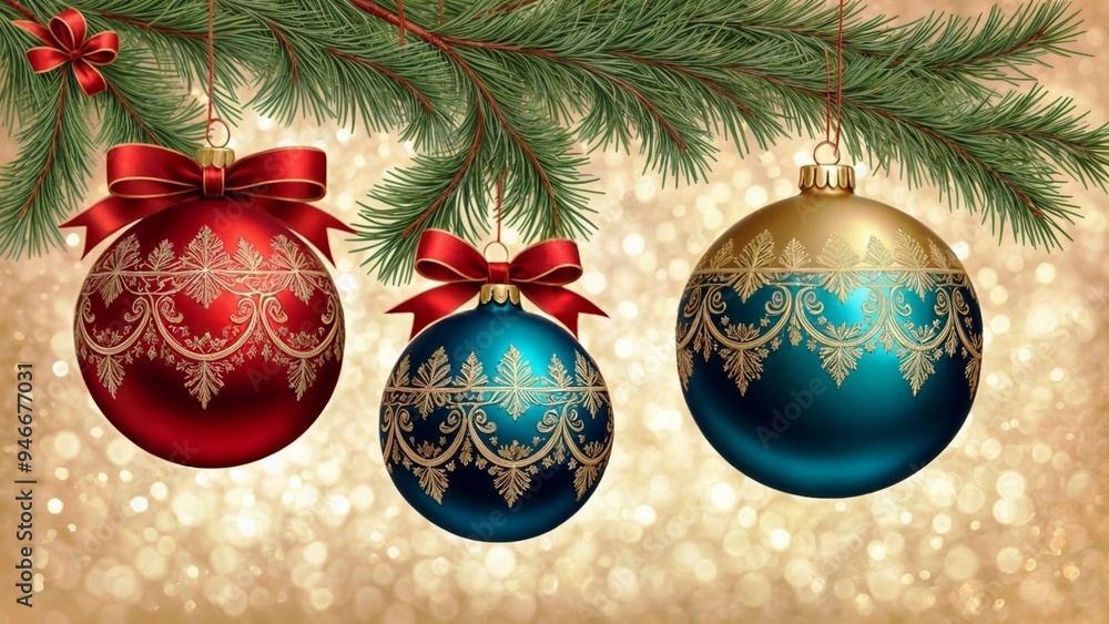 Close-up of decorated Christmas tree balls Close-up of decorated Christmas tree balls