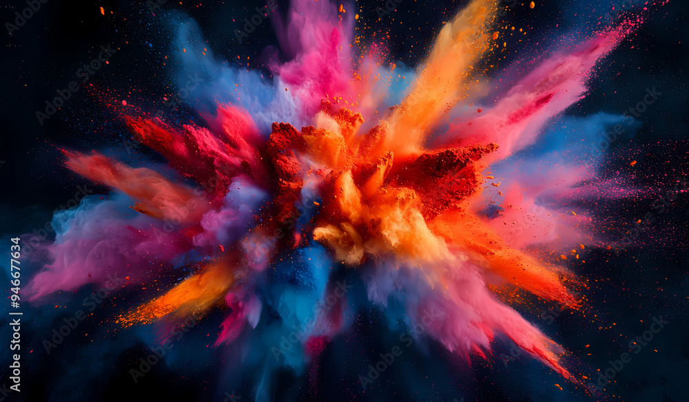 Colorful powder is scattered in the air. Colorful powder is scattered in the air.