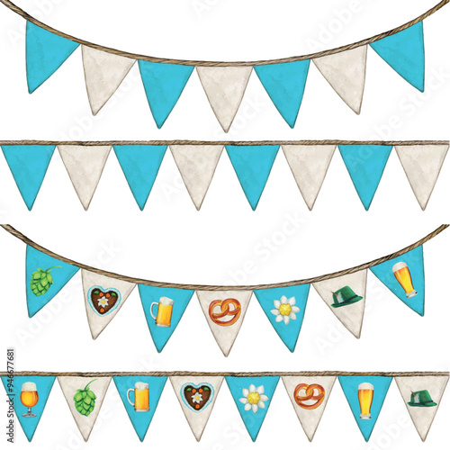 Watercolor hand drawn brewery oktoberfest decoration
