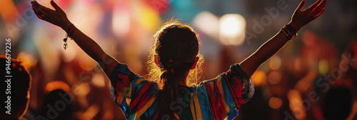 World Youth Day. cheerful young people. People are having fun at the festival photo