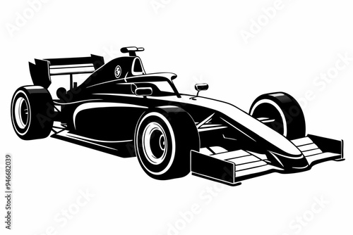 Racing Car silhouette vector, Formula 1 car illustration