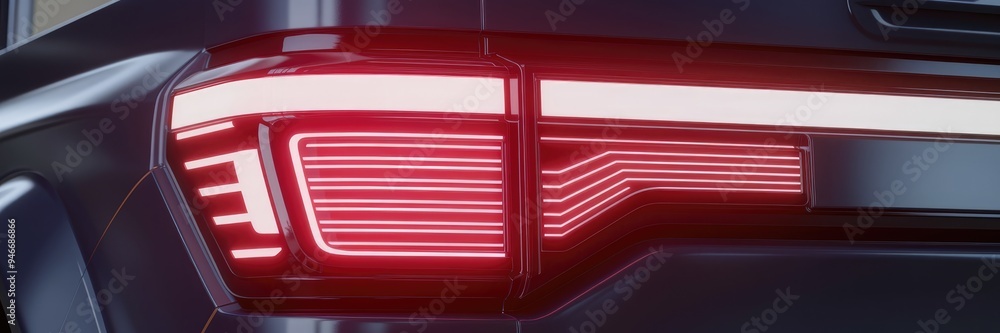 Detailed close-up of a modern vehicle tail light - 3D render Detailed close-up of a modern vehicle tail light - 3D render