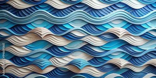Abstract Blue and White Pap...