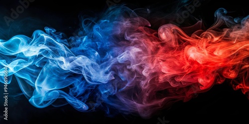 Abstract Blue and Red Smoke...