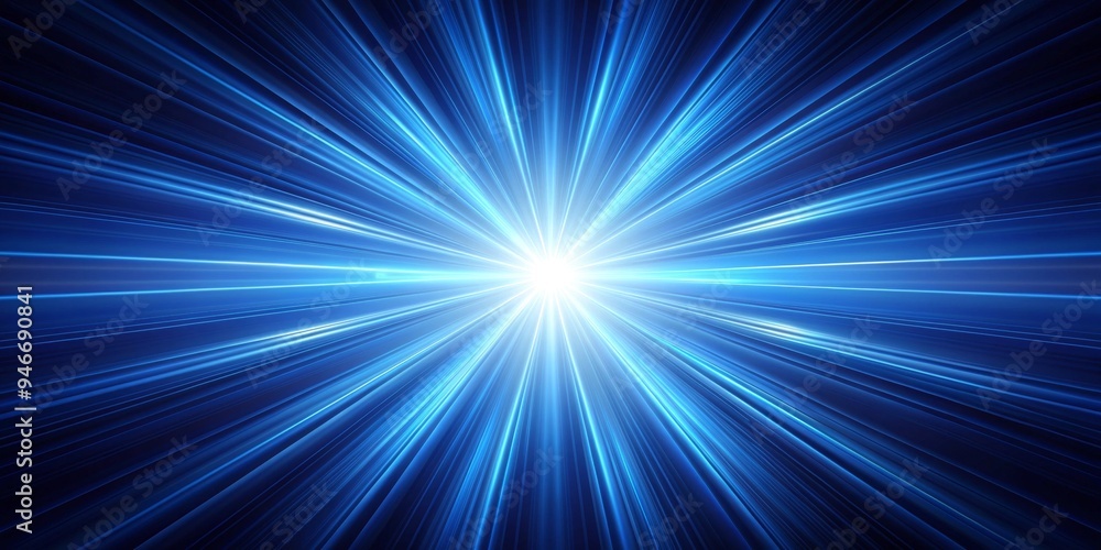 Obraz premium Abstract Blue Light Rays Convergence, Speed, Light, Technology