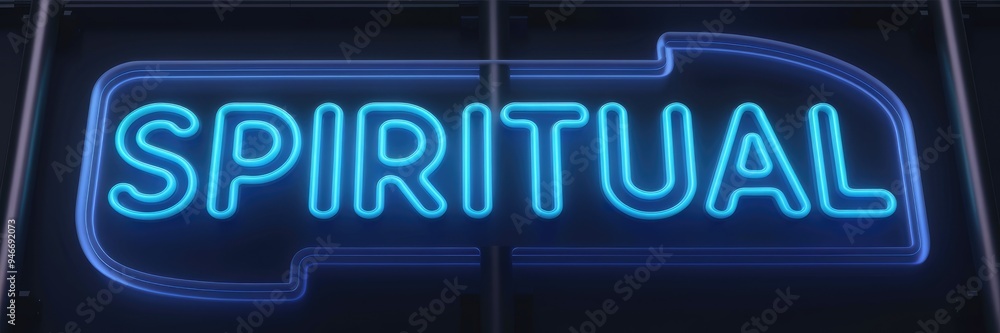 Illuminated blue neon sign displaying the word Illuminated blue neon sign displaying the word