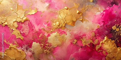 Abstract Gold and Pink Alco...