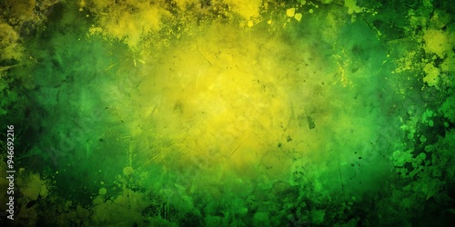Abstract Green and Yellow W...