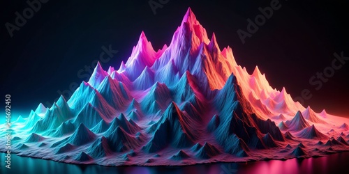 Abstract Neon Mountain Rang...