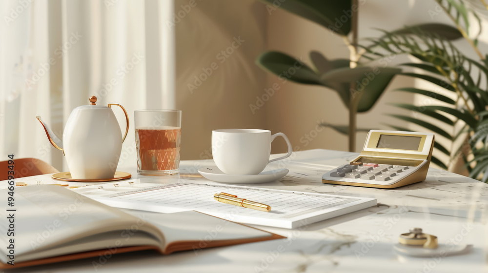 Elegant Desk Arrangement for Wedding Budget Planning Elegant Desk Arrangement for Wedding Budget Planning