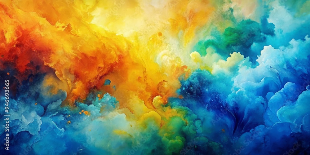 Abstract Watercolor Swirls A Symphony of Yellow, Blue, and Green, abstract art, watercolor art, color theory Abstract Watercolor Swirls A Symphony of Yellow, Blue, and Green, abstract art, watercolor art, color theory