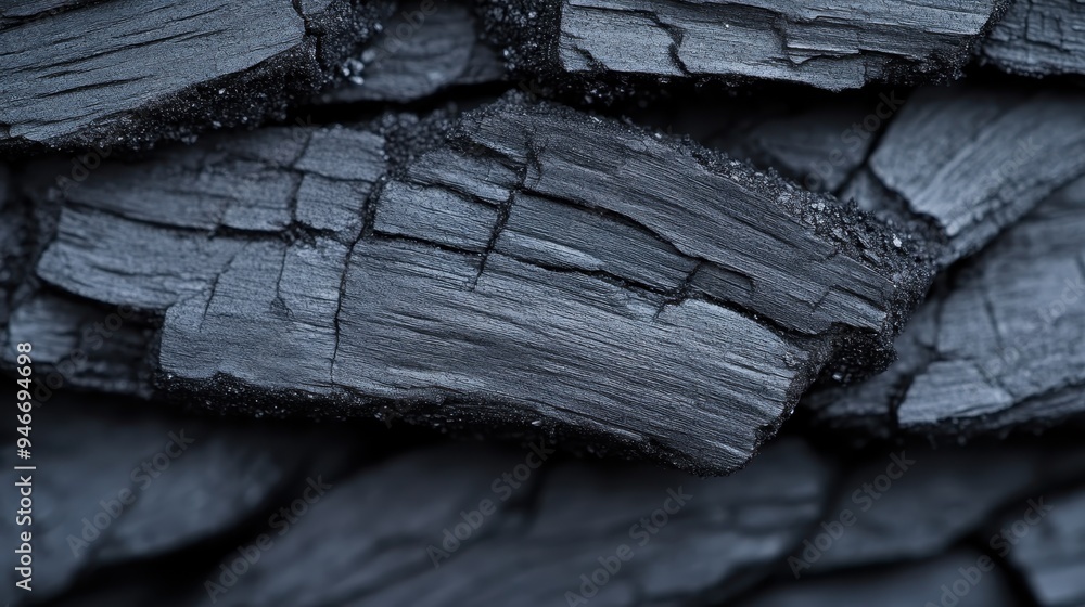  A close-up image showing charcoal pieces with distinct, intricate Illustration 