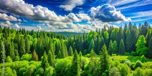 Aerial View of Lush Forest ...