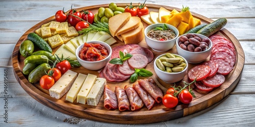 Wallpaper Mural Appetizing Italian Platter with Assorted Meats, Cheeses, and Vegetables, Food Styling, Gourmet, Italian Cuisine, Appetizer Torontodigital.ca