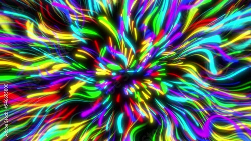 Multicolor wavy rainbow lines looped abstract, cartoon background beams. VIntage creative copy space 4K video banner vibrant dynamic backdrop