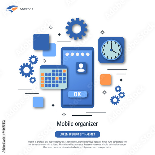 Mobile organizer flat style vector concept illustration