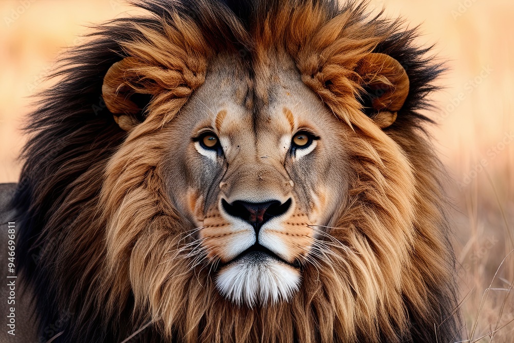 Fototapeta premium Majestic Lion Mane Texture with Fluffy Strands and Natural Patterns