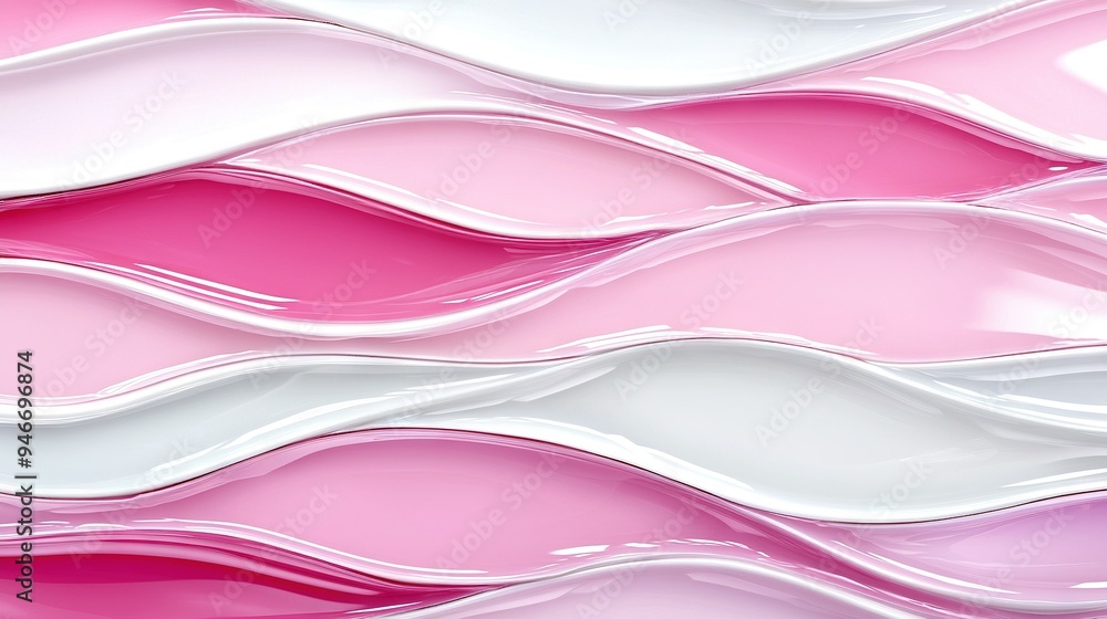 A pink and white wall with a wave pattern at the top and bottom A pink and white wall with a wave pattern at the top and bottom