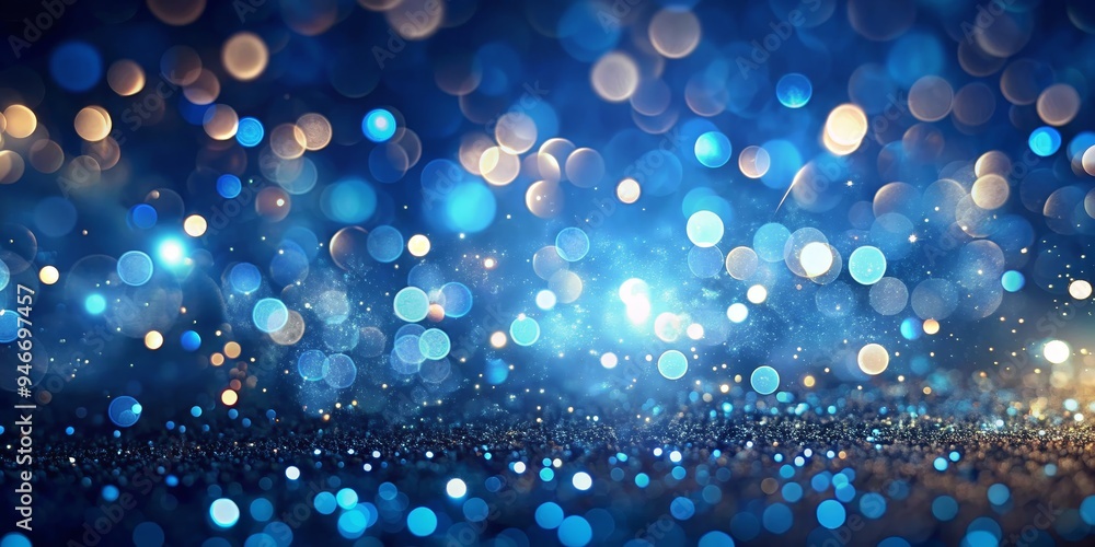 Blue and Gold Bokeh Lights on Dark Background, Bokeh, Lights, Abstract Blue and Gold Bokeh Lights on Dark Background, Bokeh, Lights, Abstract