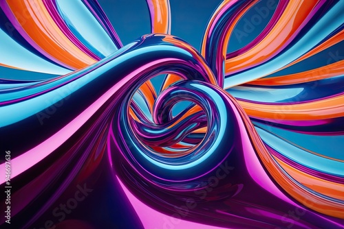 Fluid Curves in Three-Dimensional Interaction with a Vibrant Backdrop