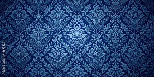 Blue Floral Damask Pattern ...