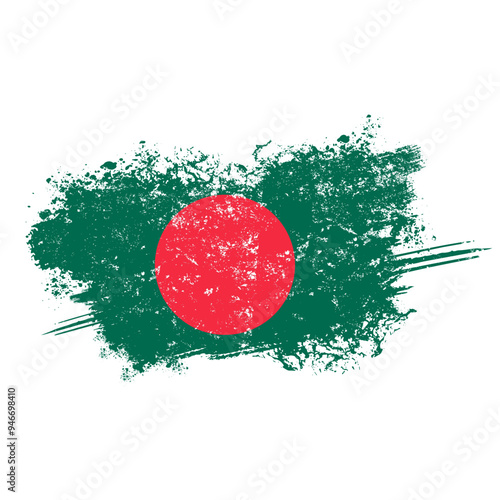 Bangladesh flag with grunge effect - vector illustration.