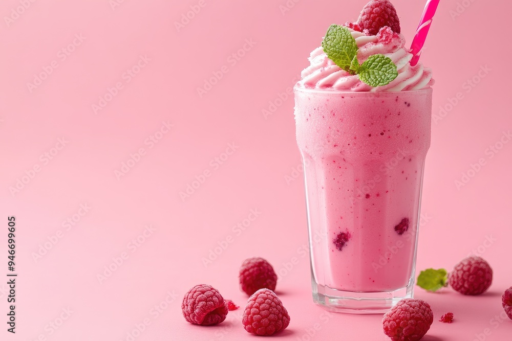 Refreshing raspberry smoothie with whipped cream. This photo is perfect for promoting healthy and delicious food products. Refreshing raspberry smoothie with whipped cream. This photo is perfect for promoting healthy and delicious food products.