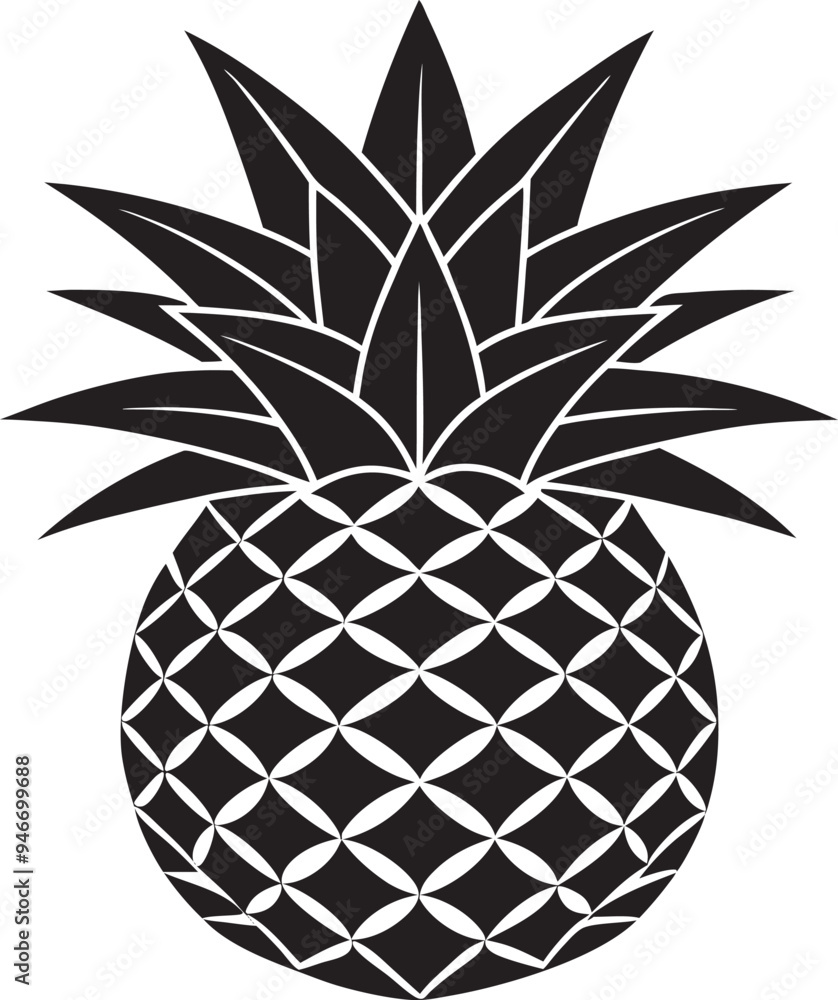 Obraz premium Pineapple silhouette vector illustration on white background