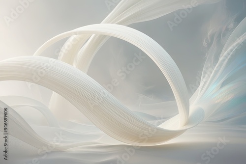 Fototapeta Naklejka Na Ścianę i Meble -  Dreamy 3D Abstraction with Serene Arcs and Ethereal Textures for Meditative Calm