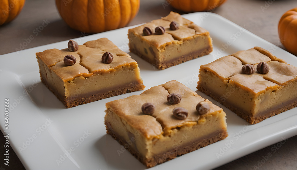 pumpkin blondies on a plate pumpkin blondies on a plate