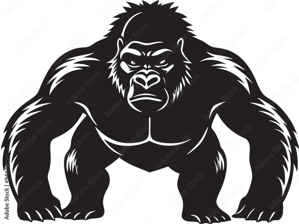 Obraz premium A gorilla silhouette vector on white background