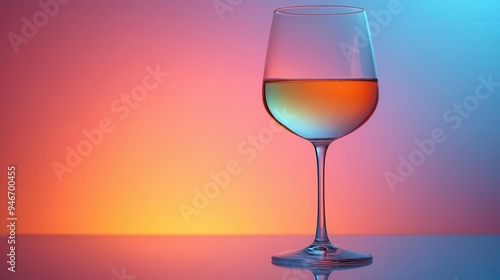 elegant white wine glass with a mesmerizing gradient of pastel colors swirling inside soft studio lighting and reflective surface create a luxurious atmosphere