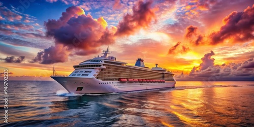 Cruise Ship Sailing into a ...