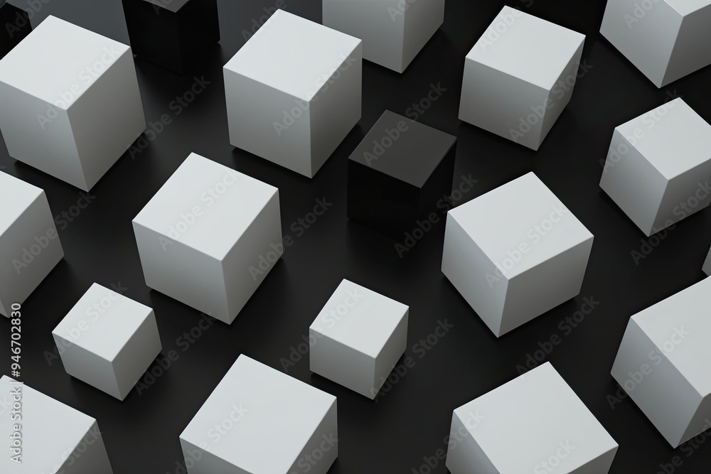 Three Dimensional Elegant Geometric Cubes on Black Background Three Dimensional Elegant Geometric Cubes on Black Background