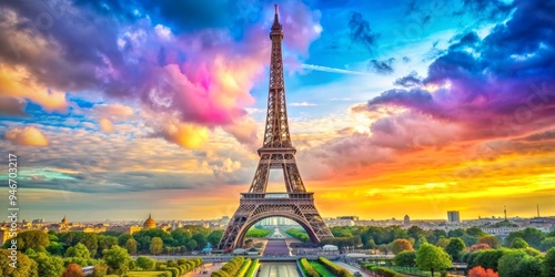 Eiffel Tower Sunrise with C...