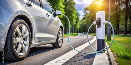 Electric Car Charging at a ...