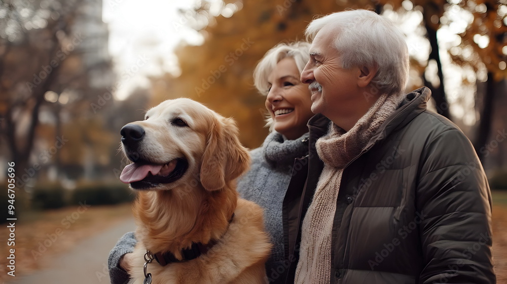 Golden Retriever Joyful Couple Autumn Park Smiling Happiness Bonding Lifestyle Togetherness Golden Retriever Joyful Couple Autumn Park Smiling Happiness Bonding Lifestyle Togetherness