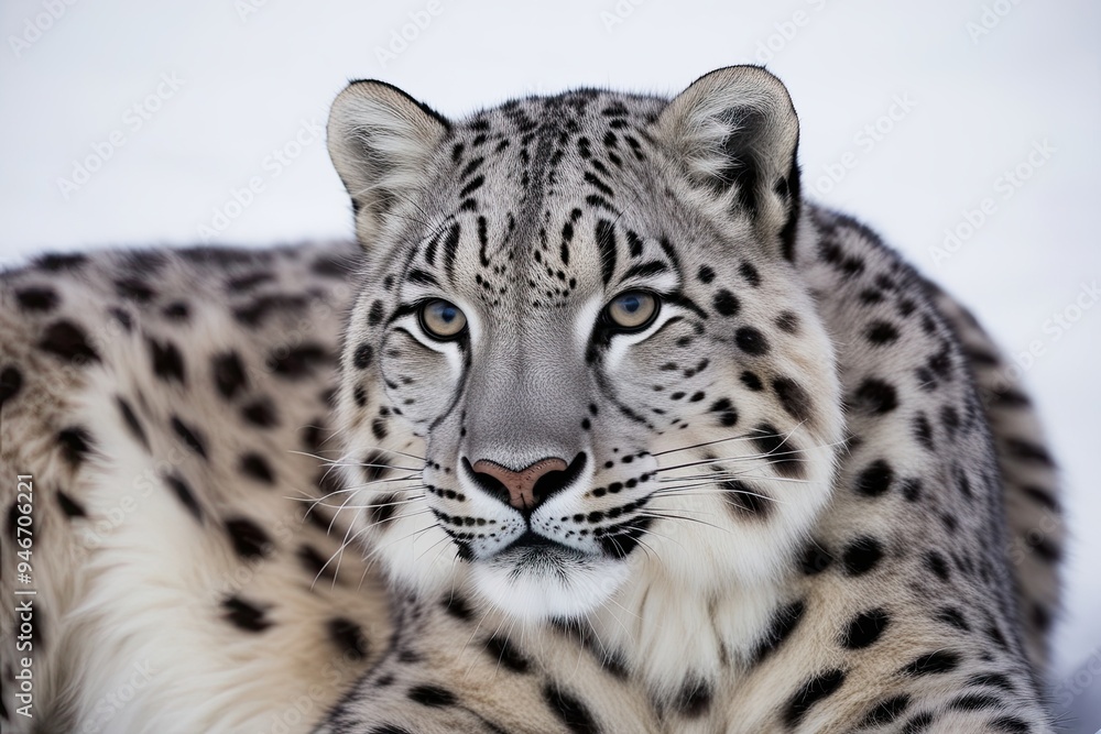 Close-Up of a Snow Leopard Pelt with Striking Textures and Patterns Close-Up of a Snow Leopard Pelt with Striking Textures and Patterns