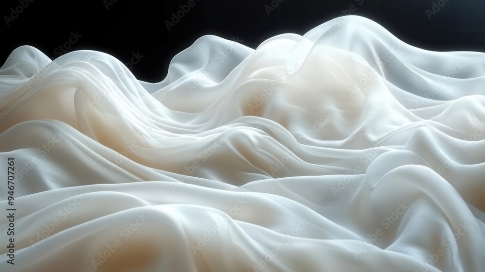 ethereal white silk fabric flowing in wind soft folds and ripples heavenly light shining through angelic and pure gossamerlike texture otherworldly glow