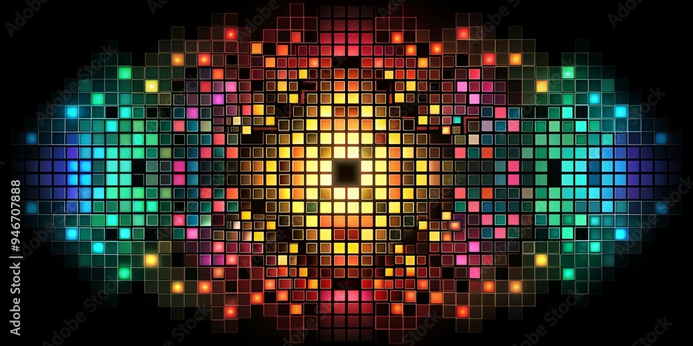 Obraz premium Abstract Colorful Mosaic of Squares, light, vibrant, pattern, design