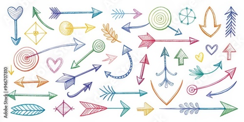 Hand Drawn Colorful Arrow a...