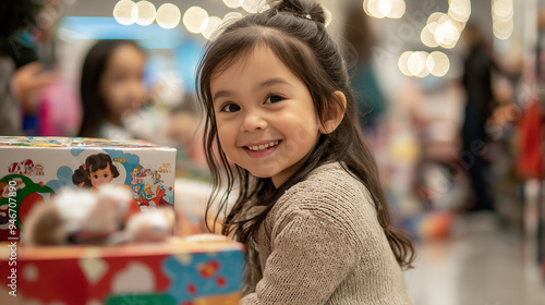 A lively toy drive, where people come together to bring joy to children, filled with love, care, and generosity. Philanthropy, Love, Care, Community Action photo