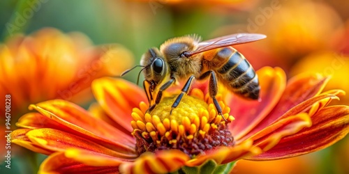 Honeybee on Orange Flower -...