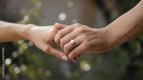 bride and groom holding hands